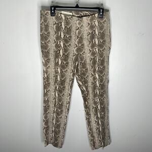 DON CASTER Snakeskin Print Linen Blend Pants Size 4
